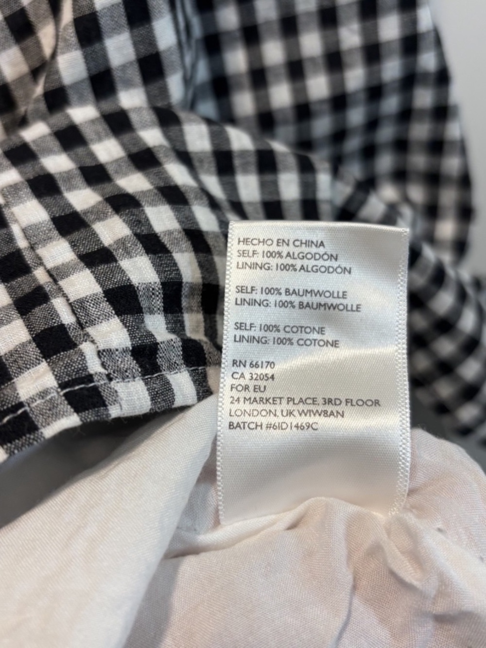 Cooperative 100% Cotton Gingham Mini Dress Urban Outfitters Black White Size 6 - Picture 6 of 6
